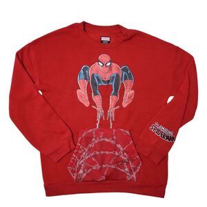 Character Boys Crewneck Relaxed Fit Soft French Terry Sweatshirt - Spiderman